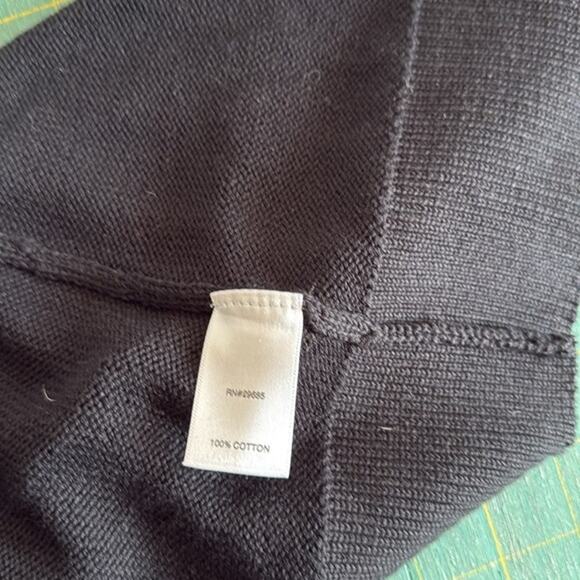 Black White Aztec Southwestern Women's Open Sweater Vest Duster 100% Cotton sz L - Picture 3 of 5